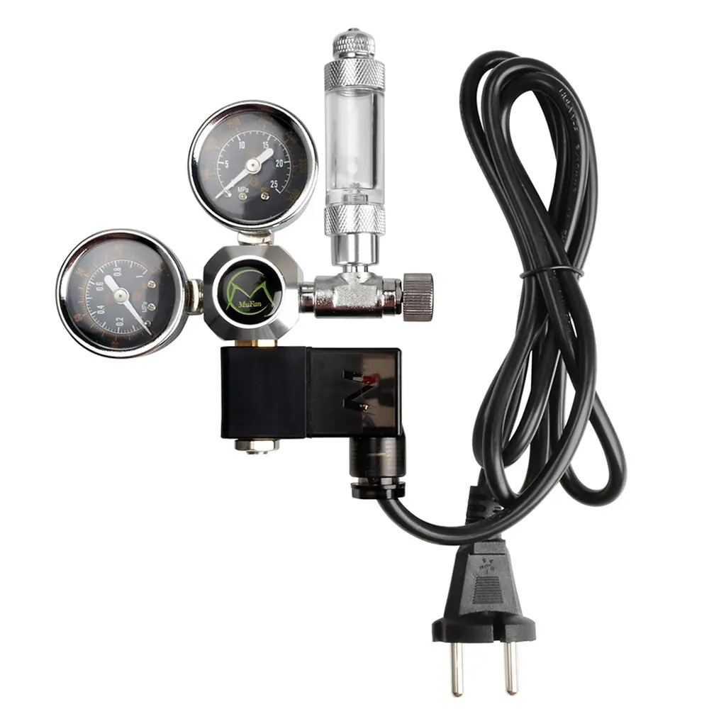 Mufan CO2 regulator with solenoid & bubble counter