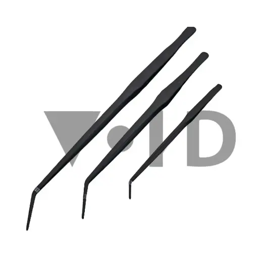 Black curved tweezers